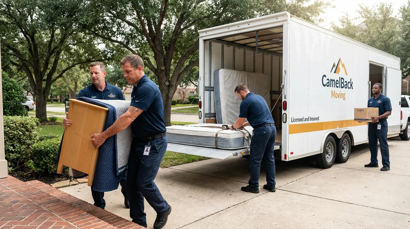 Crew loading residential truck for cross-state move from Window Rock, AZ